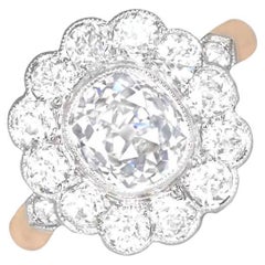 Bague de fiançailles en platine avec diamant taille coussin de 1,25 carat certifié GIA, couleur G, halo de diamants