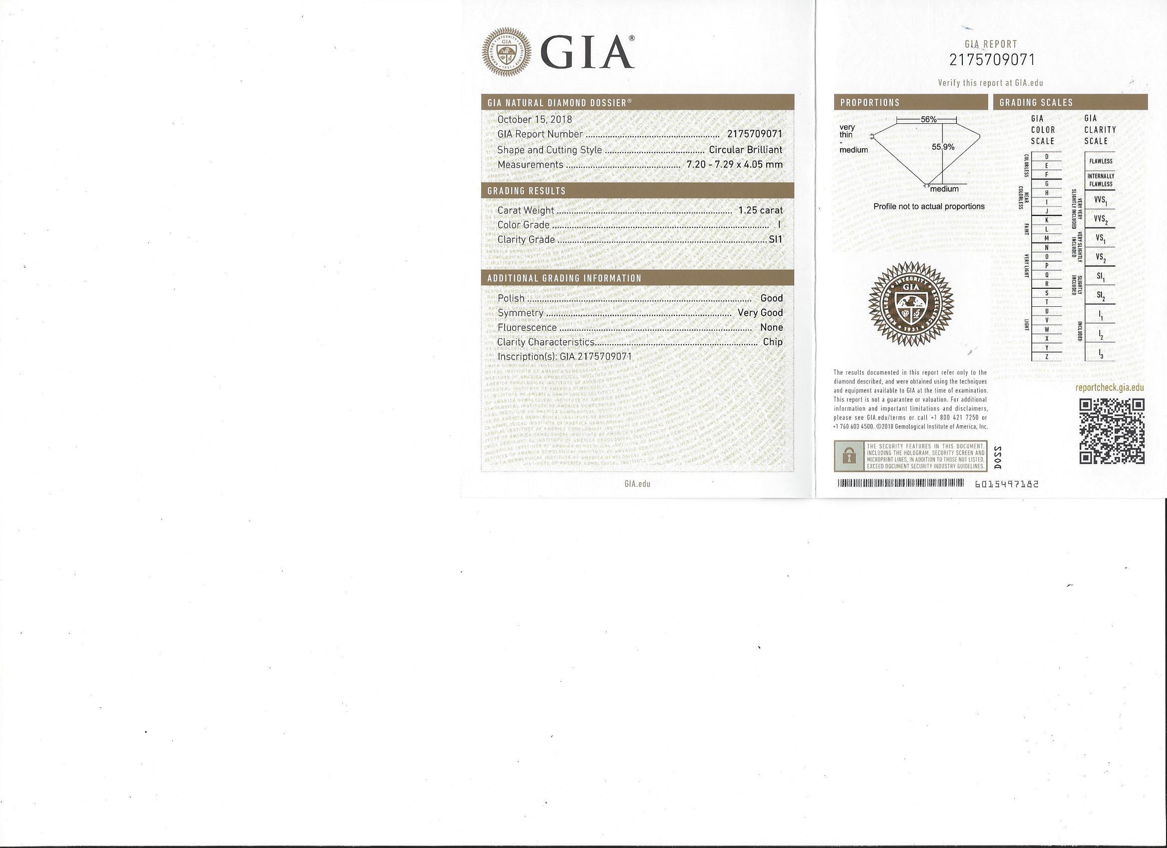 Verlobungsring, GIA 1,25 Karat I/SI1 Diamant-Saphir im Angebot 1