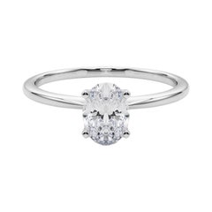 GIA 1,25ct Oval Slim Band Prong Set Solitaire in oro bianco 18K Diamond Ring