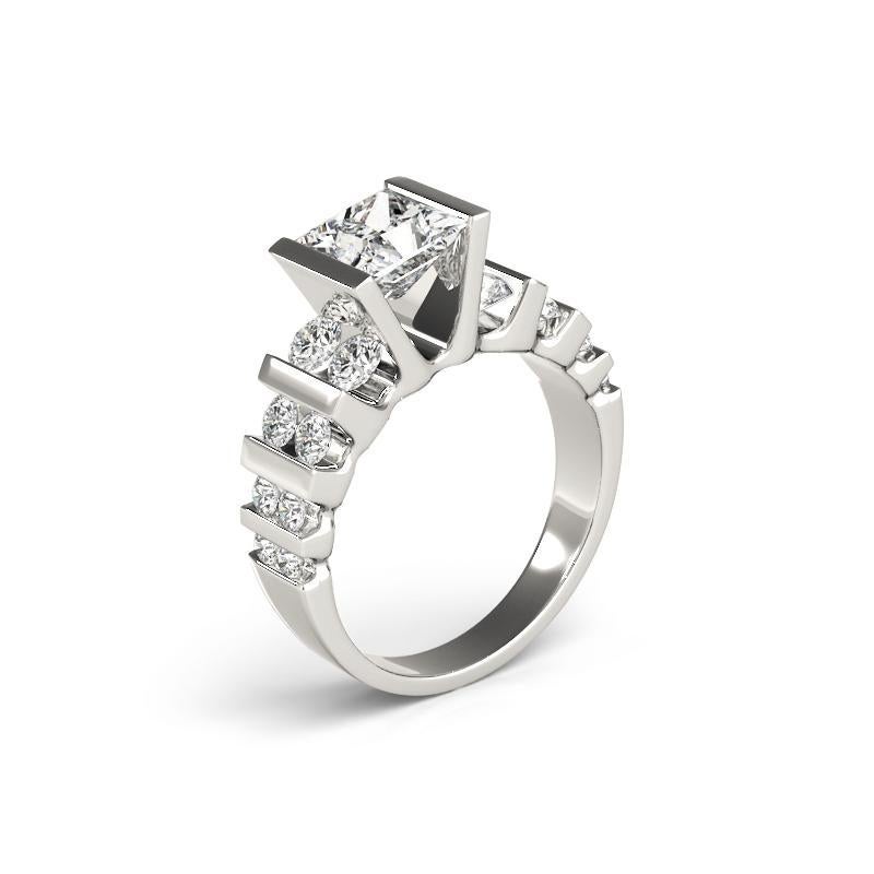 Donna GIA 1,25ct Anello con diamanti incastonati a più file di canali e tensioni Princess in vendita