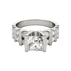 GIA 1,25ct Anello con diamanti incastonati a più file di canali e tensioni Princess
