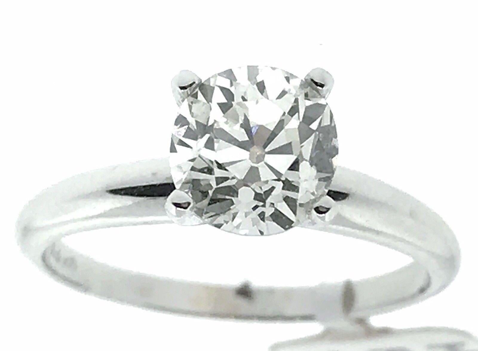 GIA 1.26 carat K-VS1 Old European Cut Diamond Solitaire Ring in 18k White Gold For Sale 1
