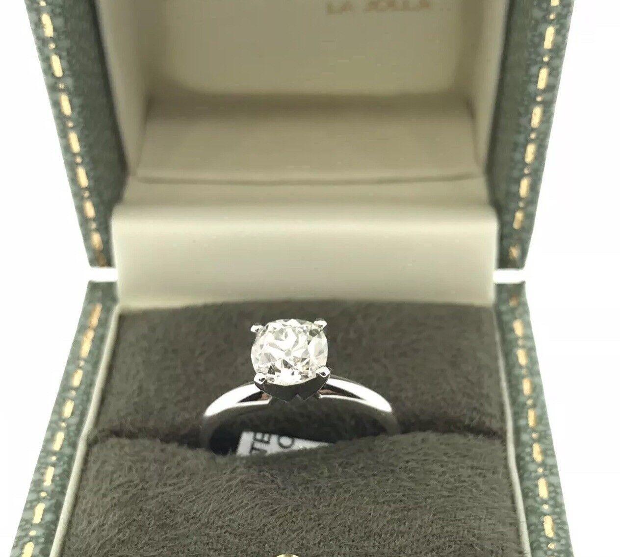 GIA 1.26 carat K-VS1 Old European Cut Diamond Solitaire Ring in 18k White Gold For Sale 3