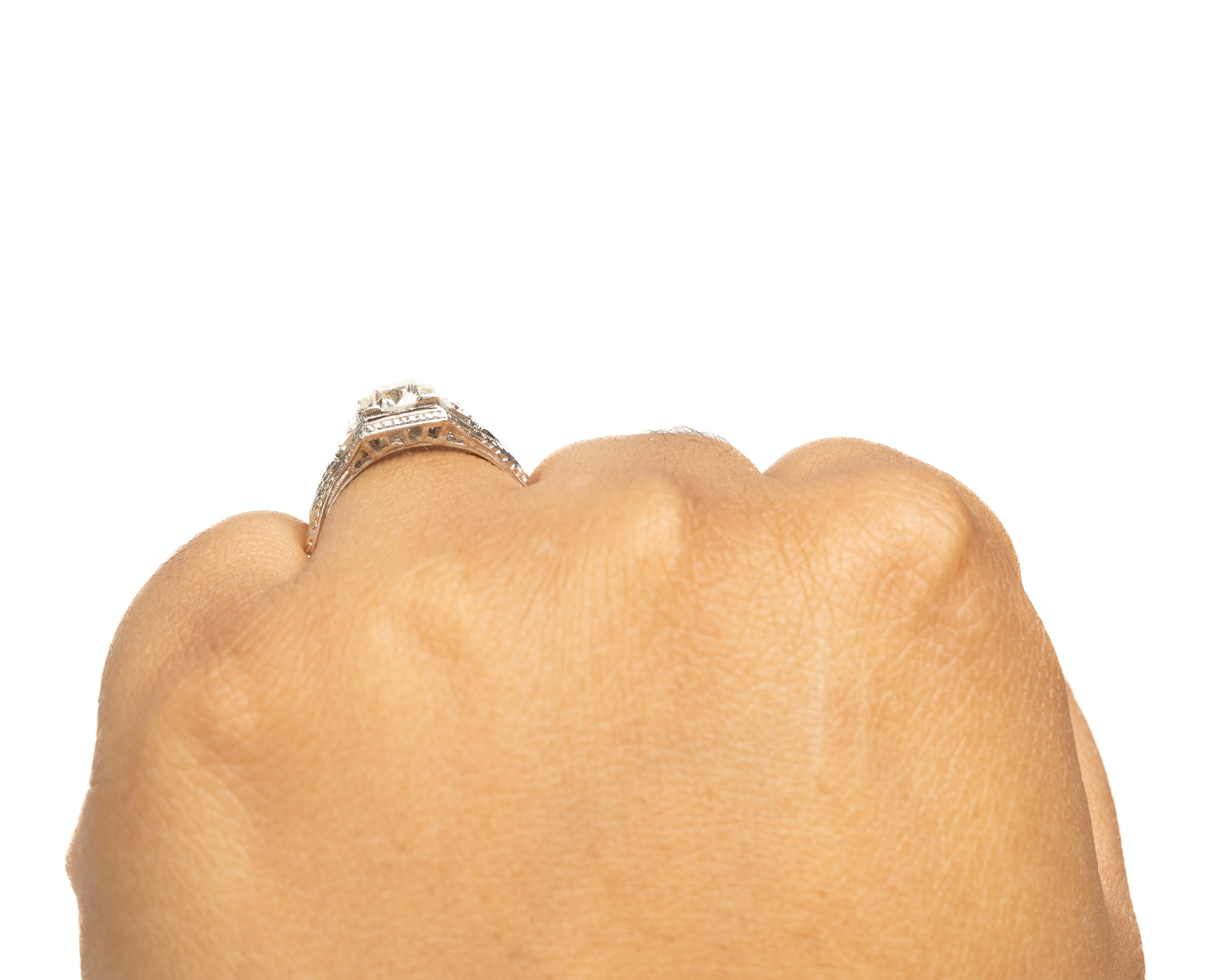 Old European Cut GIA 1.27 Carat Total Weight Art Deco Diamond Platinum Engagement Ring For Sale