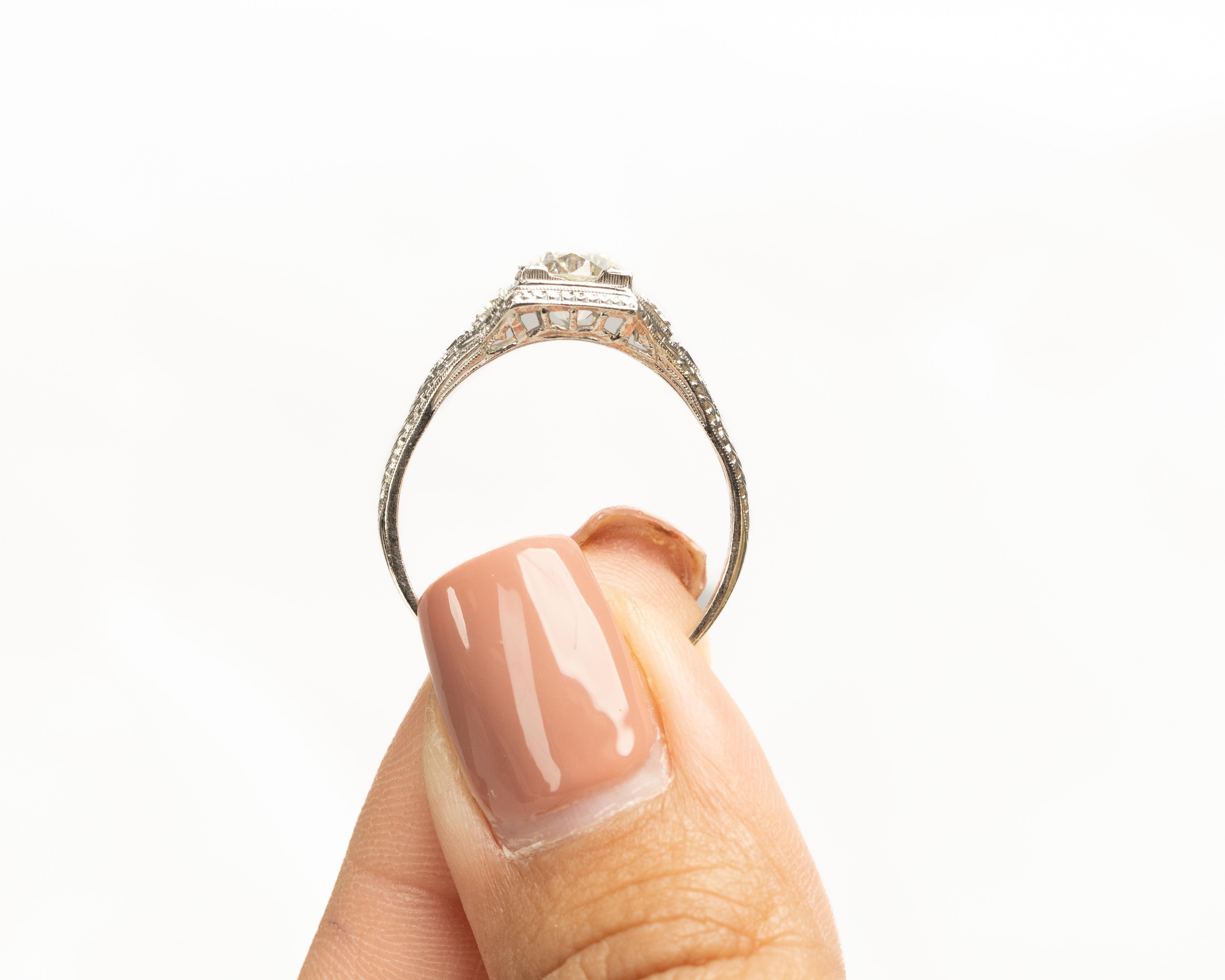 GIA 1.27 Carat Total Weight Art Deco Diamond Platinum Engagement Ring In Good Condition For Sale In Atlanta, GA