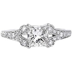 GIA 1.28 carats Princess-Cut Diamond Platinum Engagement Ring