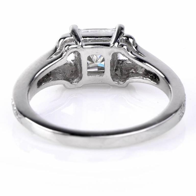 GIA Bague de fiançailles en platine avec diamant taille princesse de 1,28 carats en vente 2