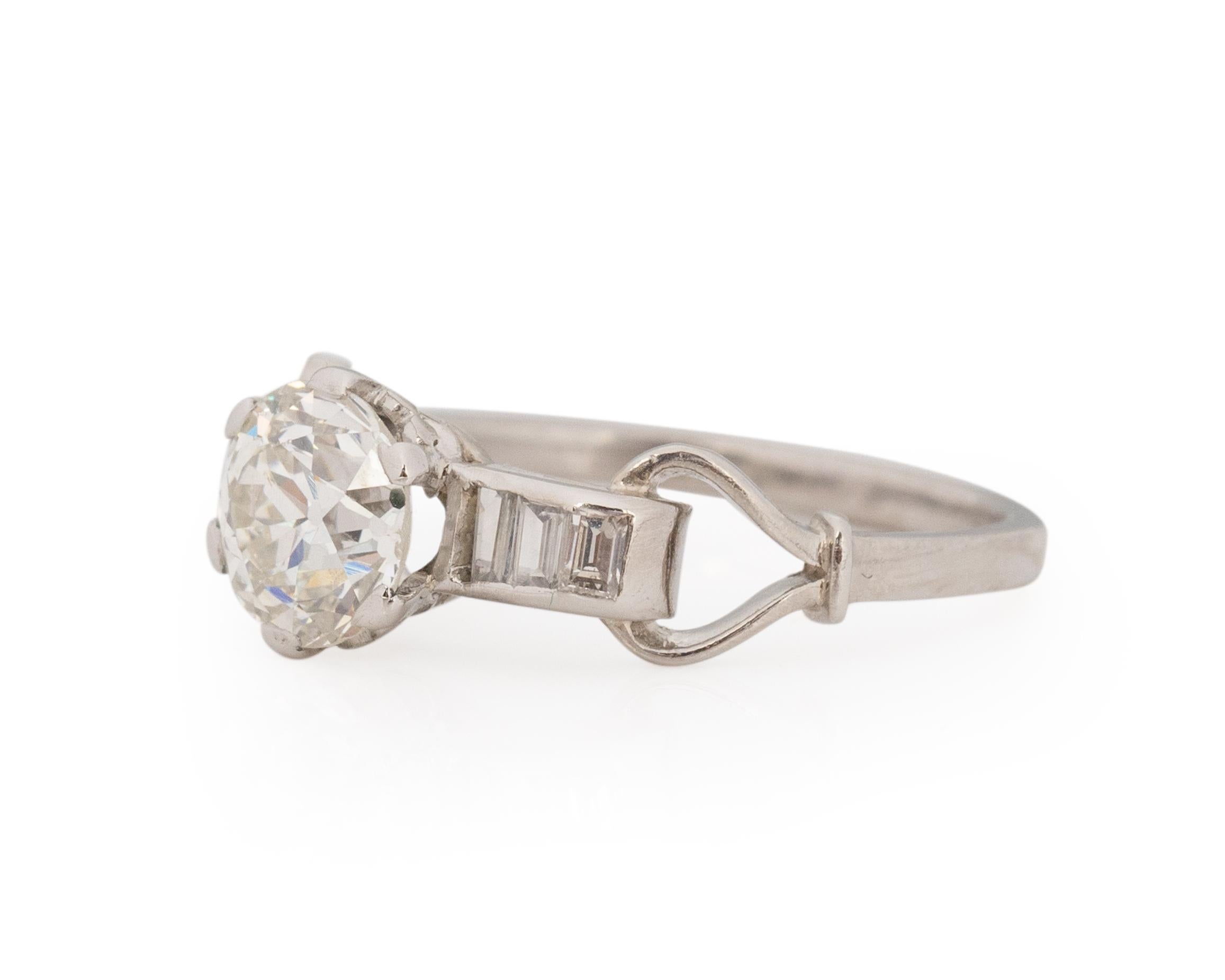 Old European Cut GIA 1.29 Carat Art Deco Diamond Platinum Engagement Ring For Sale
