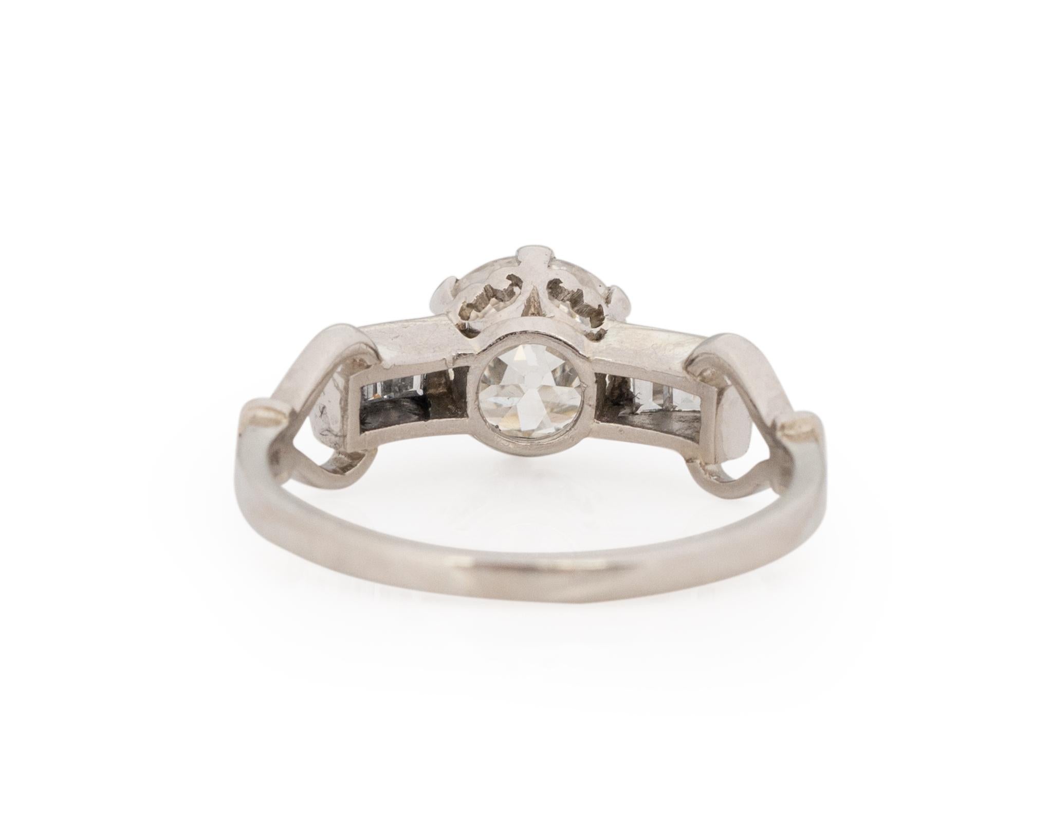 GIA 1.29 Carat Art Deco Diamond Platinum Engagement Ring In Good Condition For Sale In Atlanta, GA