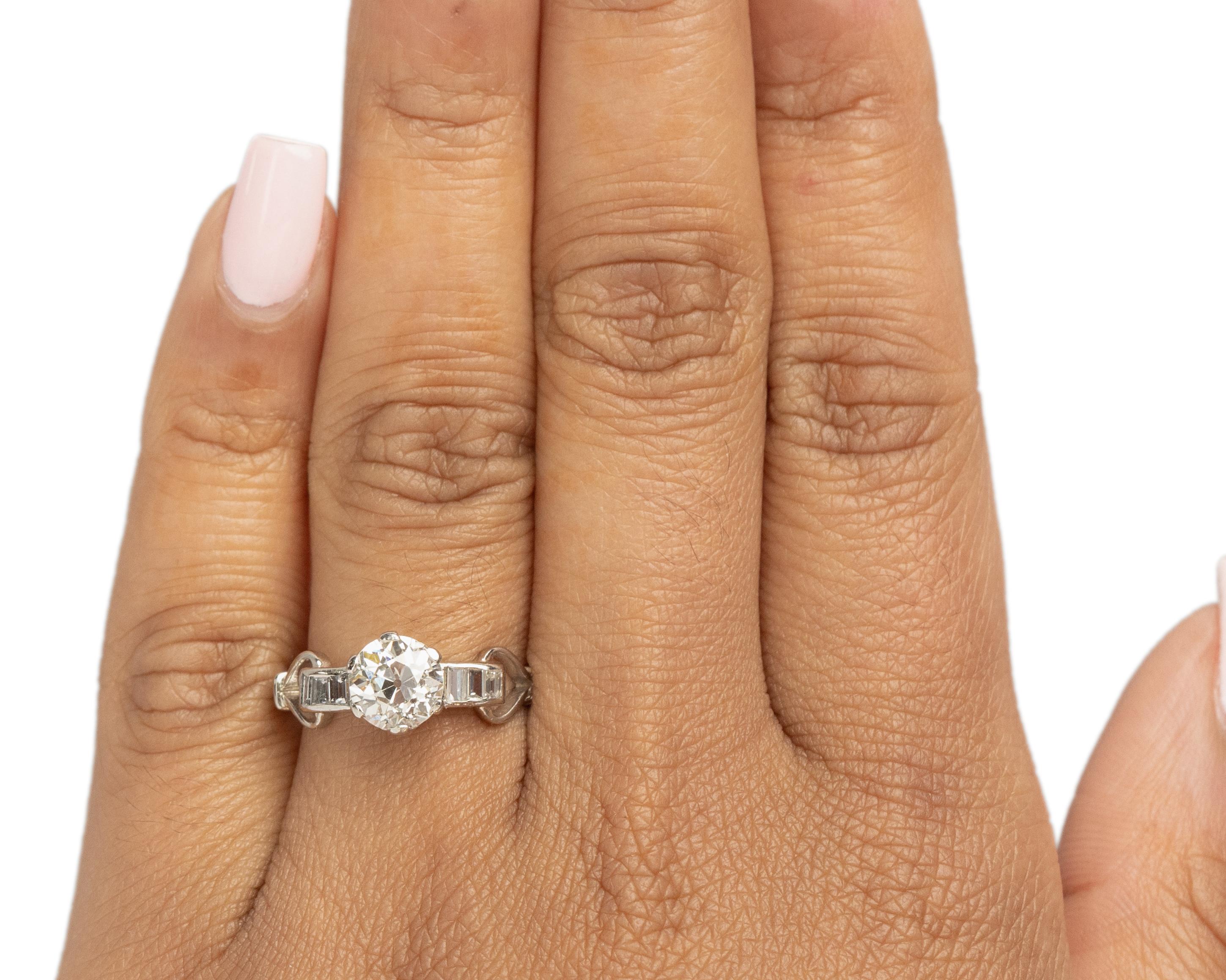 Women's GIA 1.29 Carat Art Deco Diamond Platinum Engagement Ring For Sale