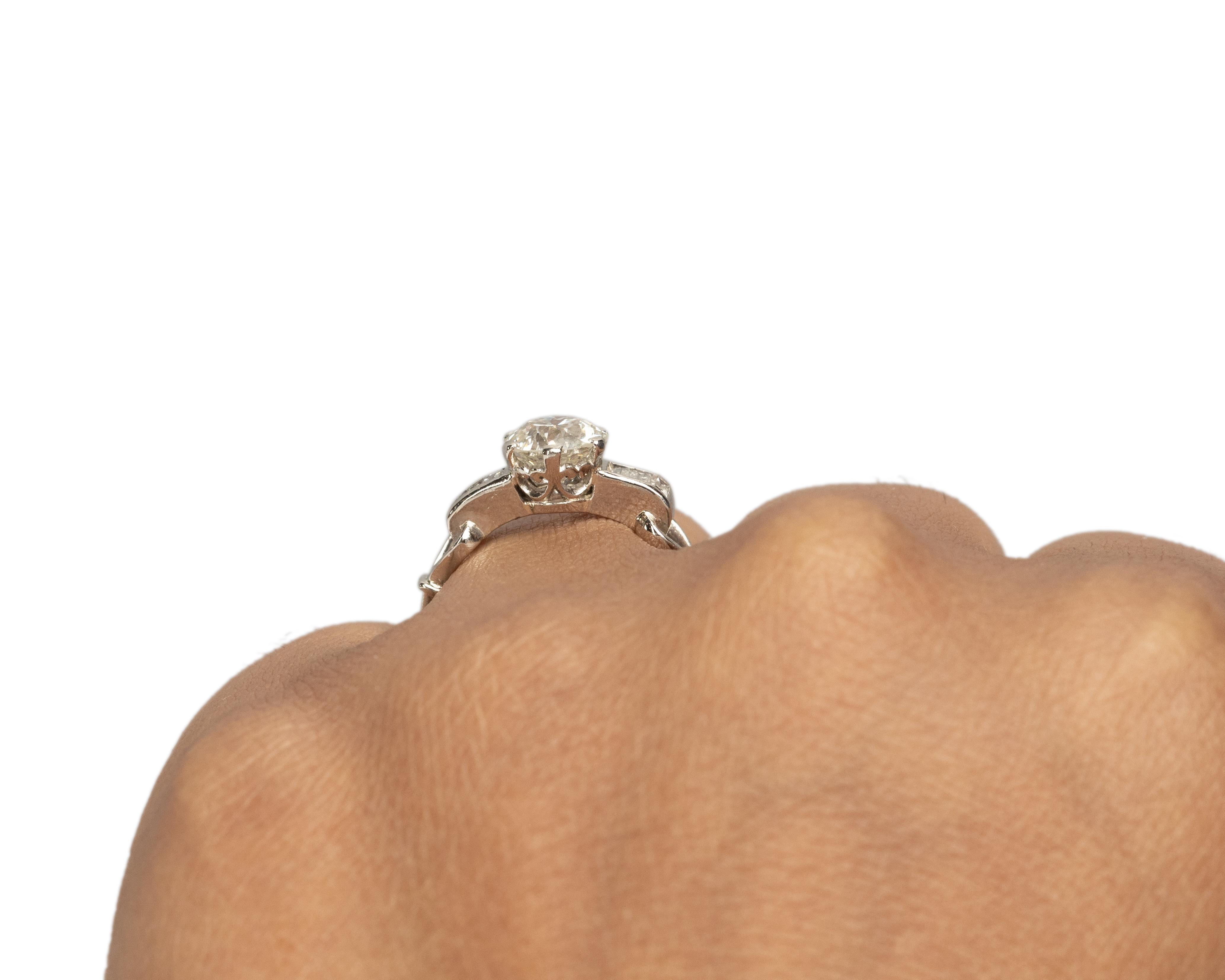 GIA 1.29 Carat Art Deco Diamond Platinum Engagement Ring For Sale 1