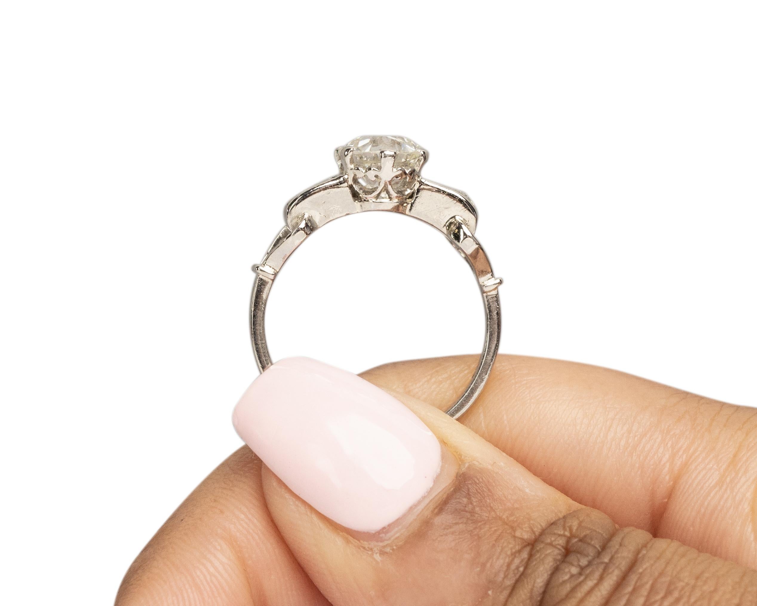GIA 1.29 Carat Art Deco Diamond Platinum Engagement Ring For Sale 3