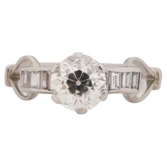 GIA 1.29 Carat Art Deco Diamond Platinum Engagement Ring
