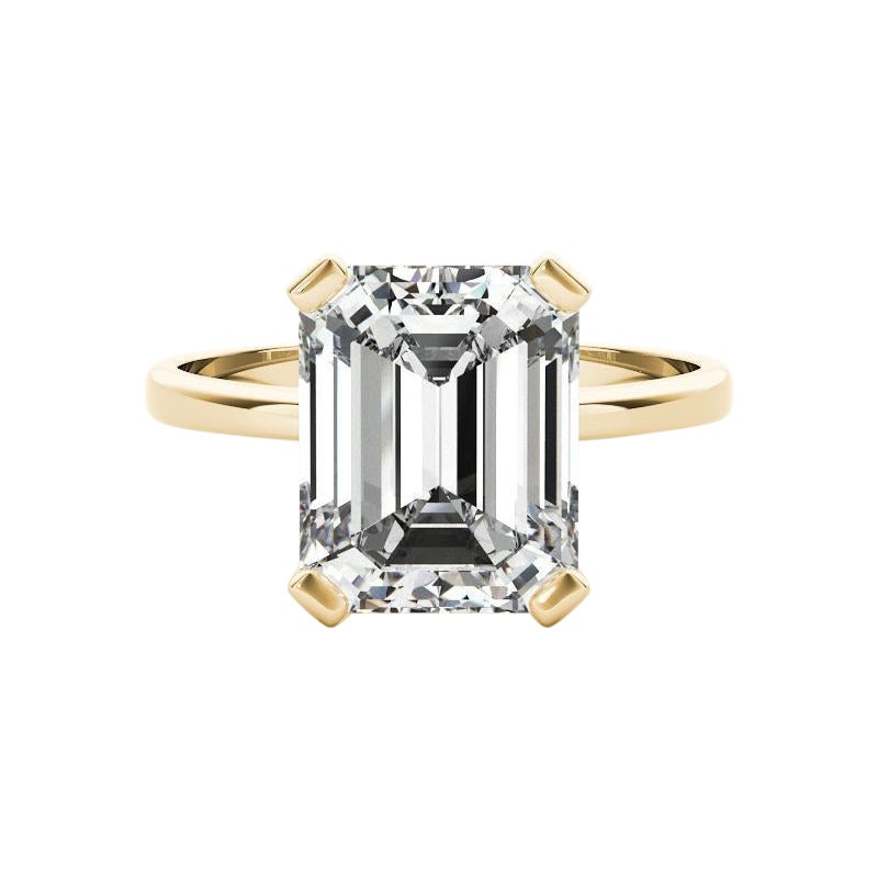 GIA 1.29 Carat Emerald Solitaire Basket 4-Prong 18K Yellow Gold Diamond Ring