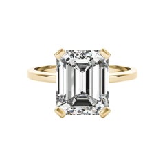 GIA 1.29 Carat Emerald Solitaire Basket 4-Prong 18K Yellow Gold Diamond Ring