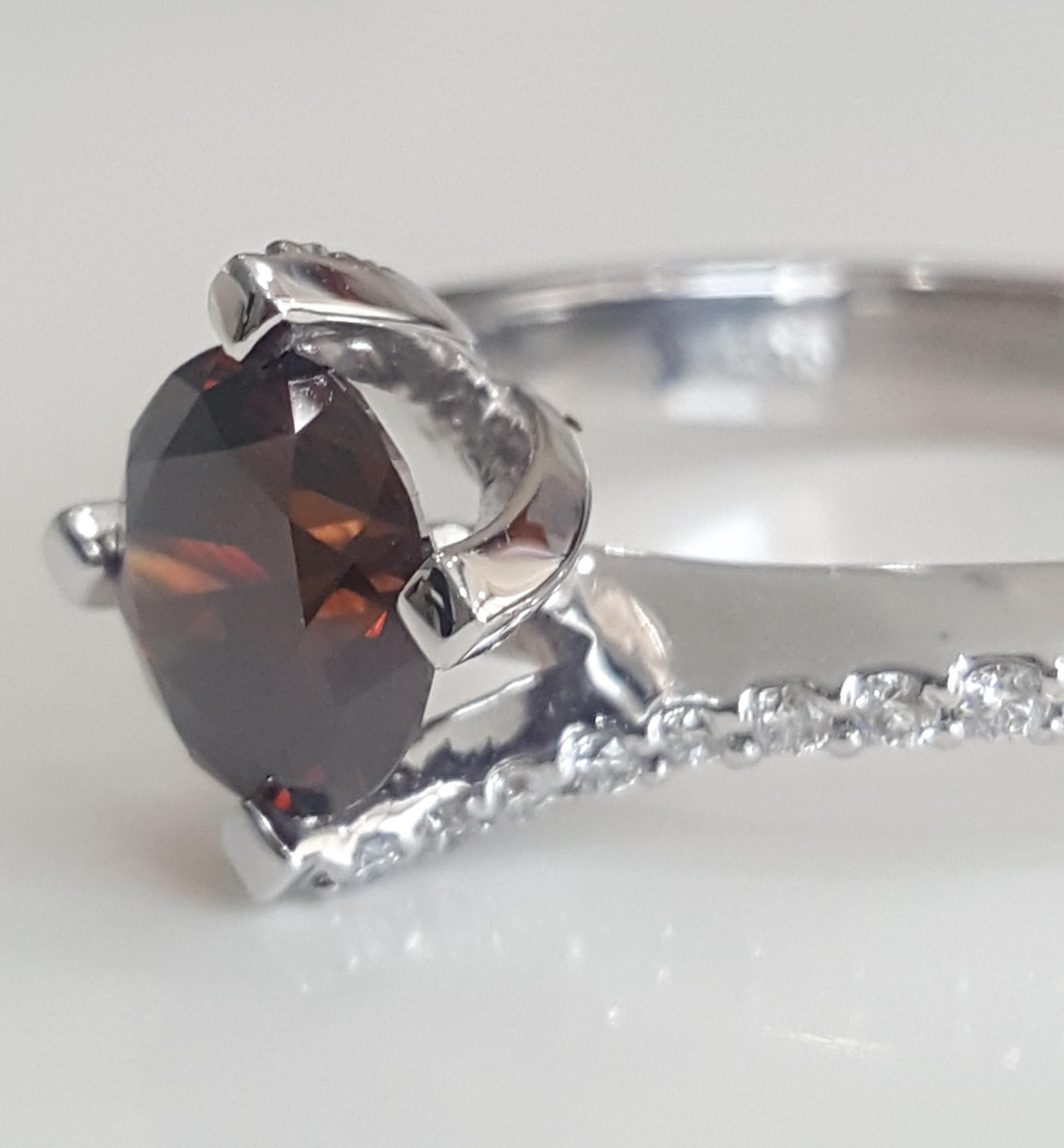 Contemporary GIA 1.29 Carat Natural Fancy Dark Orange Brown Diamond Engagement Ring. 