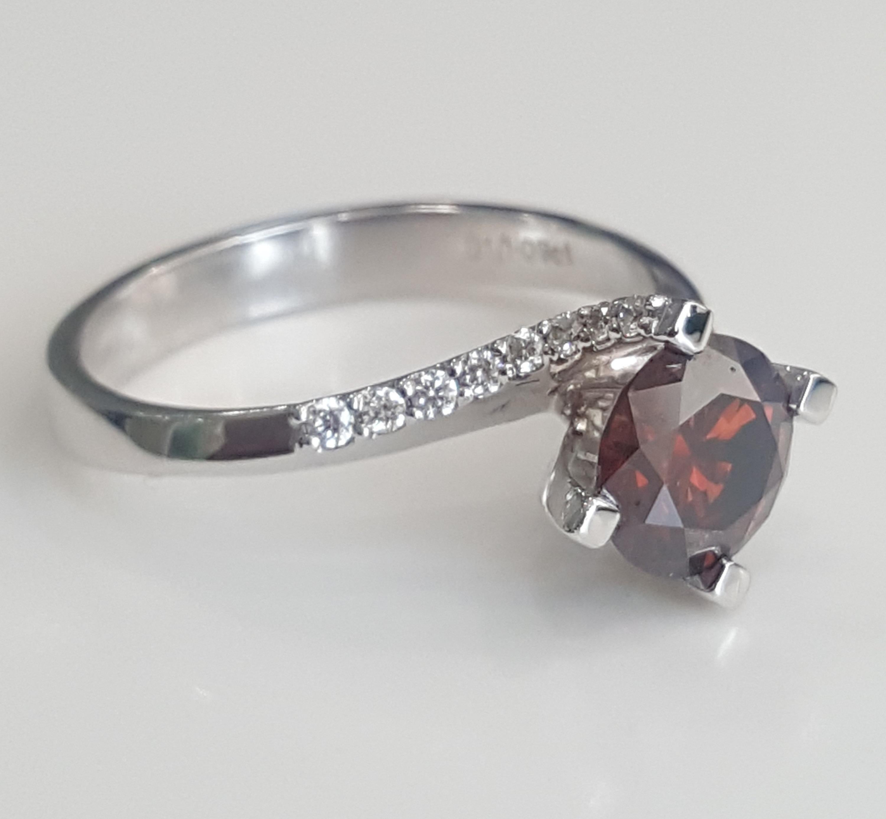 GIA 1.29 Carat Natural Fancy Dark Orange Brown Diamond Engagement Ring.  1