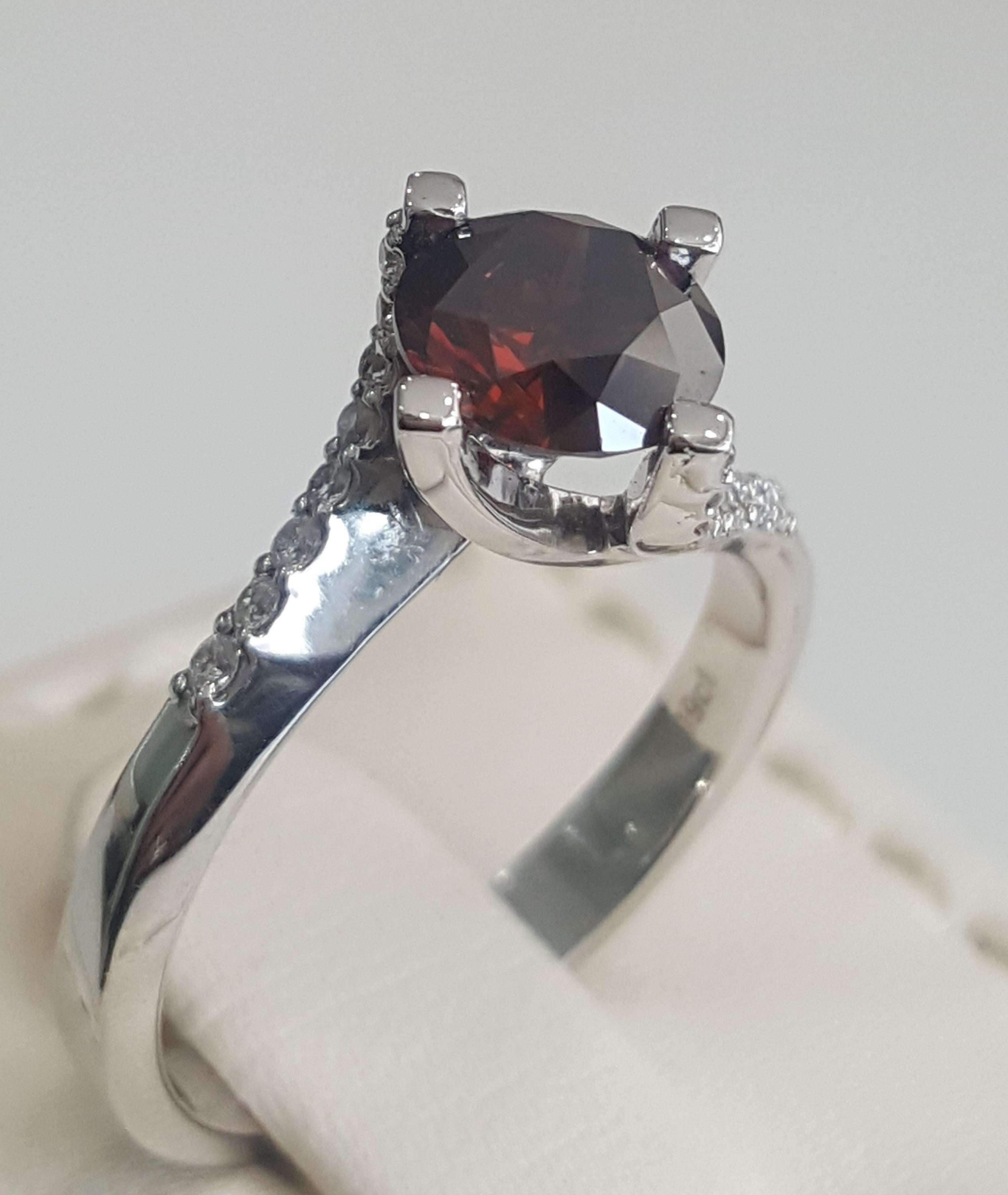 GIA 1.29 Carat Natural Fancy Dark Orange Brown Diamond Engagement Ring.  3