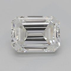 GIA 1.29ct Emerald Round & Baguette Channel Band 18K White Gold Diamond Ring