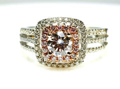 GIA 1.29ct Natural Argyle 7p Fancy Faint Pink Diamond Engagement Ring 18K Round
