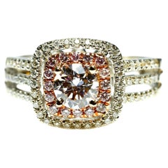GIA 1.29ct Natural Argyle 7p Fancy Faint Pink Diamond Engagement Ring 18K Round