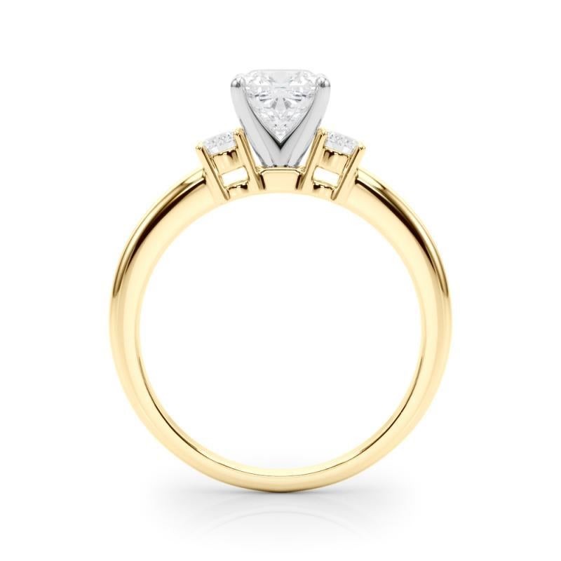 GIA 1,2ct Cuscino a 3 pietre Passato, Presente e Futuro Anello con diamanti in oro giallo 18K In condizioni Nuovo in vendita a New York, NY