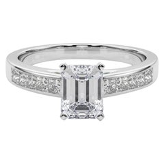 GIA 1.2ct Anello con diamante centrale solitario a canale con principessa smeraldo