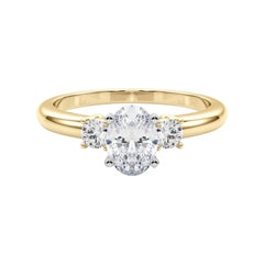 GIA 1.2ct Oval 3-Stone Past, Present & Future 18K Yellow Gold Diamond Ring