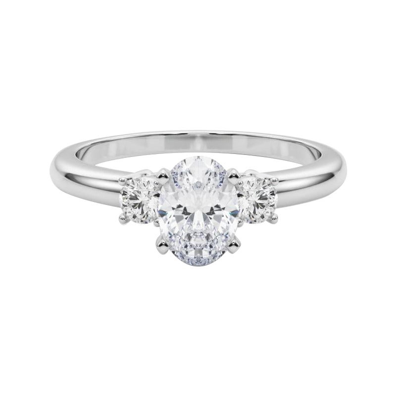 GIA 1,2ct Oval 3-Stone Passato, presente e futuro  Anello con diamante in vendita