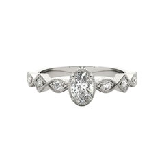 GIA Bague à chaton géométrique en diamant ovale de 1.2 ct Art déco mixte