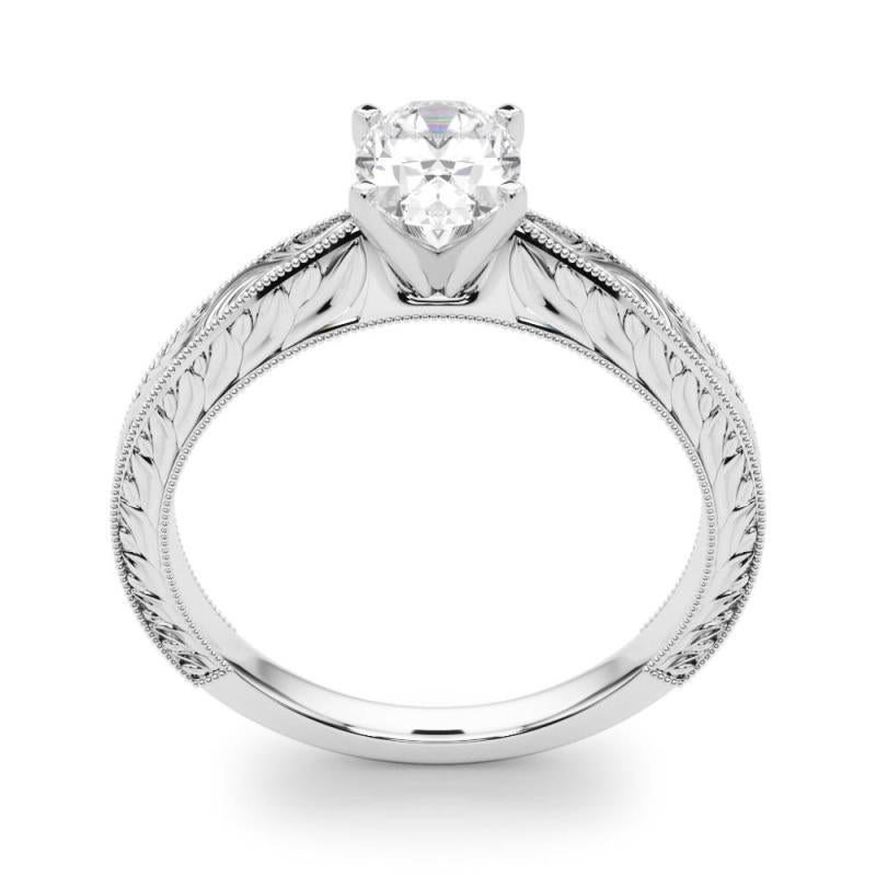 Donna GIA 1.2ct Anello classico ovale solitario con diamante inciso antico in vendita