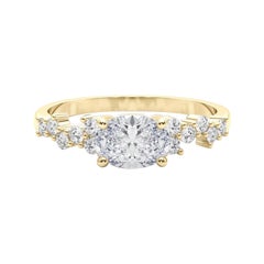 GIA 1.2ct Oval East West Trellis Side Stone 18K Yellow Gold Diamond Ring