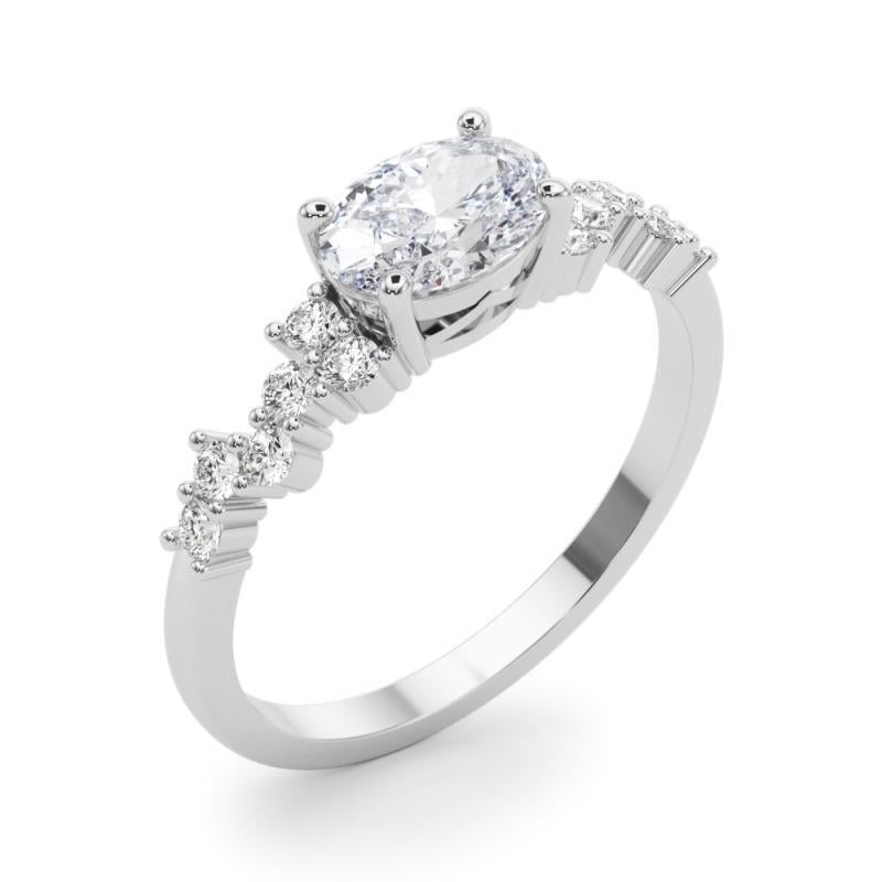 GIA 1,2ct Oval East West Trellis Seite Stein  Diamantring Damen im Angebot