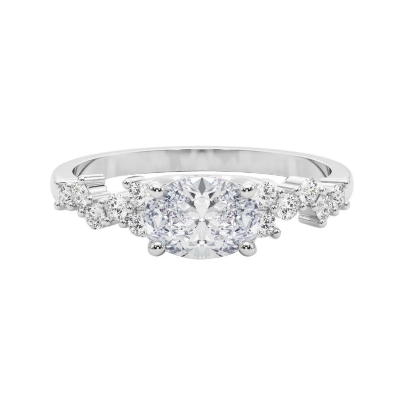 GIA 1,2ct Oval East West Trellis Seite Stein  Diamantring
