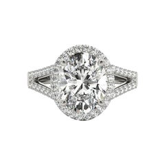 GIA 1.2ct Oval Halo Openwork Cattedrale  Anello con diamante