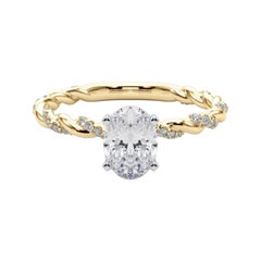 GIA 1,2ct Oval Micro Pave Twisted Braid Band Anello con diamanti in oro giallo 18K