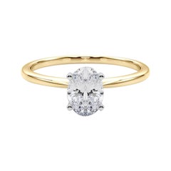 GIA 1,2ct Anello ovale sottile con solitario incastonato in oro giallo 18K