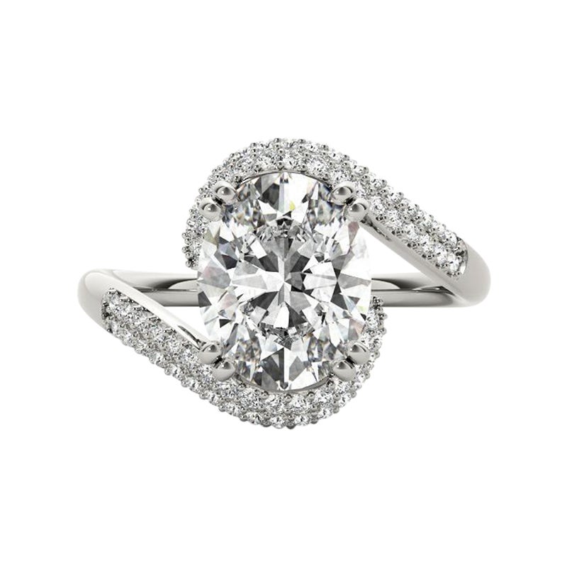 GIA 1.2ct Oval Solitaire
Pave Curved Shank Diamond Ring