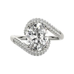 GIA 1.2ct Oval Solitaire
Pave Curved Shank Diamond Ring