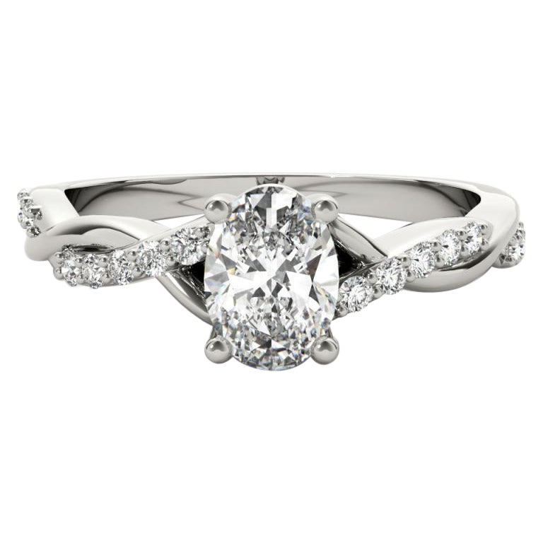 GIA 1,2ct Oval Solitär Trellis Twisted Vine 18K Weißgold Diamantring