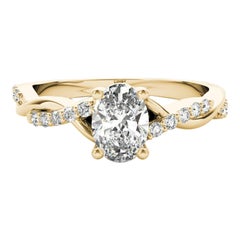 GIA Anello con diamante solitario ovale da 1,2 carati a traliccio ritorto in oro giallo 18 carati