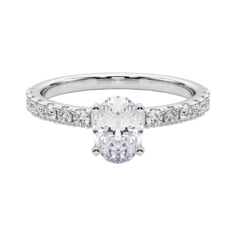 GIA 1,2ct Solitario ovale con mezza eternità in oro bianco 18 carati