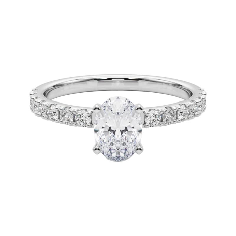 GIA 1.2ct Oval Solitaire with Half Eternity 18K White Gold Diamond Ring