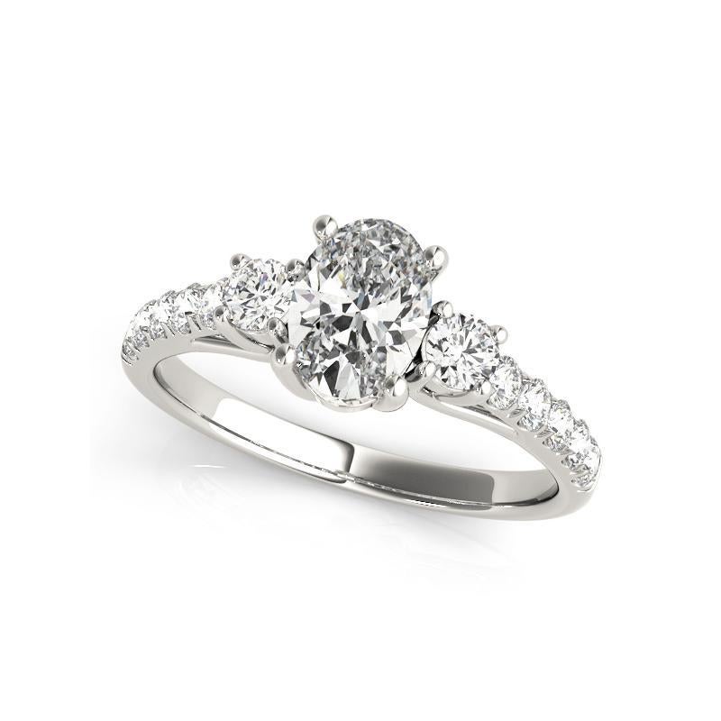 GIA 1,2ct Oval Drei-Stein Trellis Prong Pave  Diamantring (Ovalschliff) im Angebot