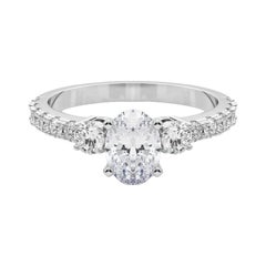 GIA 1.2ct Tre Pietre Ovale con Gambo di Diamante  Anello con diamante
