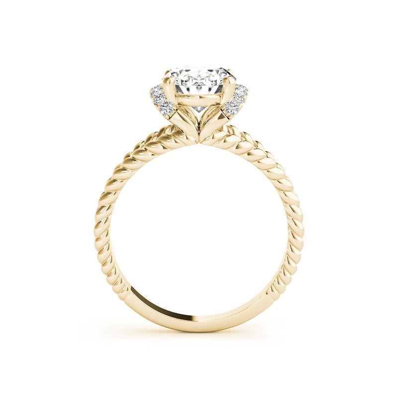 GIA Anello con diamanti ovali da 1,2 carati con gambo diviso a spirale in oro giallo 18 carati In condizioni Nuovo in vendita a New York, NY