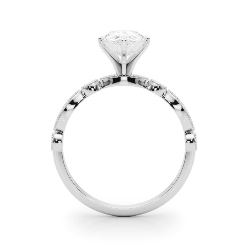GIA 1.2ct Birne Marquise & Runde Milgrain Lünette Weißgold Diamantring im Zustand „Neu“ im Angebot in New York, NY