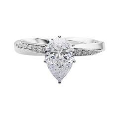 GIA 1,2ct Pear Solitaire Twisted Square Band Anello di diamanti in oro bianco 18K
