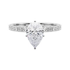 GIA 1,2ct Pear Solitaire with Half Eternity Anello di diamanti in oro bianco 18K