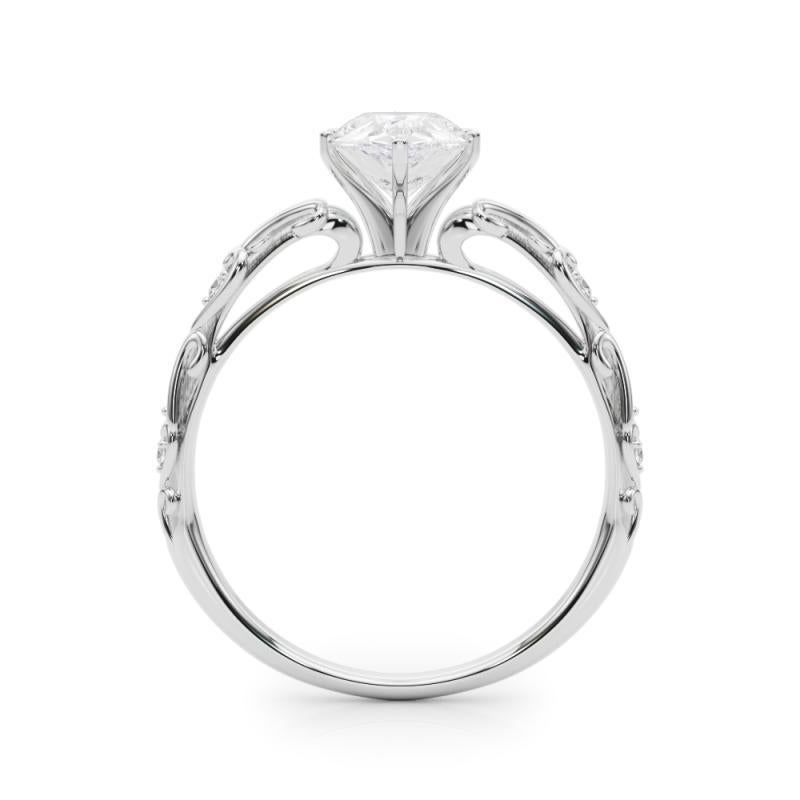 GIA 1,2ct Pear Vintage 3-Stone Heart & Vine  Anello con diamante In condizioni Nuovo in vendita a New York, NY